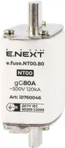 Предохранитель плавкий e.fuse.NT00.80, габарит 00, 80А.