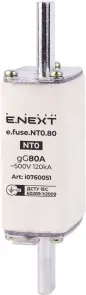 Запобіжник плавкий e.fuse.NT0.80, габарит 0, 80А №1