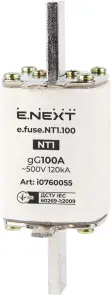 Запобіжник плавкий e.fuse.NT1.100, габарит 1, 100А №1