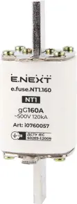 Запобіжник плавкий e.fuse.NT1.160, габарит 1, 160А №1