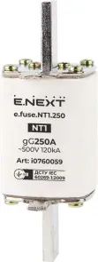 Предохранитель плавкий e.fuse.NT1.250, габарит 1, 250А. №1