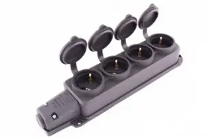 Розетка чотирьохмісна з захисною кришкою каучукова e.socket.rubber.029.4.16, з з/к, 16А №1