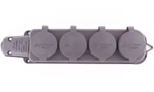 Розетка чотирьохмісна з захисною кришкою каучукова e.socket.rubber.029.4.16, з з/к, 16А №3