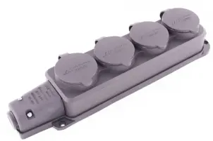 Розетка чотирьохмісна з захисною кришкою каучукова e.socket.rubber.029.4.16, з з/к, 16А №4