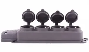 Розетка чотирьохмісна з захисною кришкою каучукова e.socket.rubber.029.4.16, з з/к, 16А №5