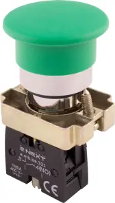 Кнопка "грибок" e.mb.bc31 без фиксации зеленая, 1NO №1