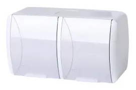 Розетка подвійна e.aqua.1232.gr з з/к, для зовнішнього монтажу, IP54, кришка біла