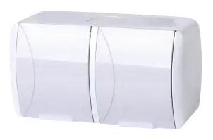 Розетка подвійна e.aqua.1232.gr з з/к, для зовнішнього монтажу, IP54, кришка біла №1