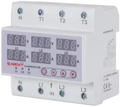 Реле контролю напруги та струму трифазне 63А з індикацією e.control.v16