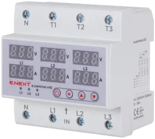 Реле контролю напруги та струму трифазне 63А з індикацією e.control.v16 №1