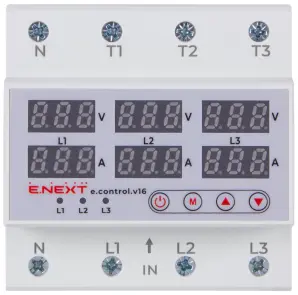Реле контролю напруги та струму трифазне 63А з індикацією e.control.v16 №2