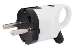 Вилка побутова e.plug.angle.005.16,з з/к, 16А, кутова, біла, з ручкою
