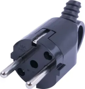 Вилка побутова e.plug.angle.006.16,з з/к, 16А, кутова, чорна, з ручкою №1