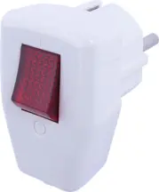 Вилка бытовая e.plug.angle.009.16, с ж/к, 16А, угловая, белая, с выключателем