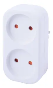 Тройник бытовой e.socket.002.10.2, 2 гнезда, 2P, 10А, без заземления №1