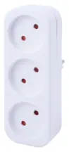 Тройник бытовой e.socket.003.10.2, 3 гнезда, 2P, 10А, без заземления