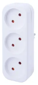 Тройник бытовой e.socket.003.10.2, 3 гнезда, 2P, 10А, без заземления №1