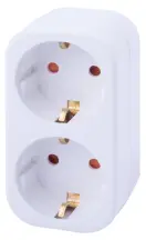 Тройник бытовой e.socket.002.16.3, 2 гнезда, 2P+PE, 16А, с заземлением