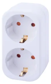Тройник бытовой e.socket.002.16.3, 2 гнезда, 2P+PE, 16А, с заземлением №1
