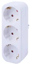 Тройник бытовой e.socket.003.16.3, 3 гнезда, 2P+PE, 16А, с заземлением