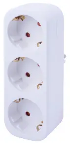 Тройник бытовой e.socket.003.16.3, 3 гнезда, 2P+PE, 16А, с заземлением №1