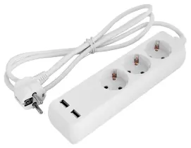 Удлинитель e.es.3.1.5.z.b.2.usb 3 гнезда, 1.5м, с ж/к с USB-зарядкой, baby protect