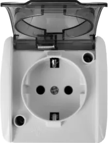 Розетка одинарная e.aqua.1231.grtс с/к, для наружного монтажа, IP54, крышка прозрачная №2