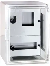 Корпус ударопрочный из АБС-пластика e.plbox.250.330.130.1f.2m.tr, 250х330х130мм, IP65 с прозрачной дверцей, панелью под 1-фазный счетчик и 2 модуля.