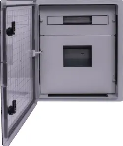 Корпус ударопрочный из АБС-пластика e.plbox.400.500.175.3f.6m.tr, 400х500х185мм, IP65 с прозрачной дверцей, панелью под 3-фазный счетчик и 6 модулей №3