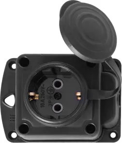 Розетка одинарна з захисною кришкою каучукова e.socket.rubber.029.1.16, з з/к, 16А №5