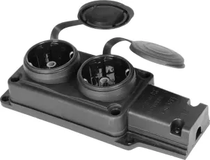 Розетка подвійна з захисною кришкою каучукова e.socket.rubber.029.2.16, з з/к, 16А №3