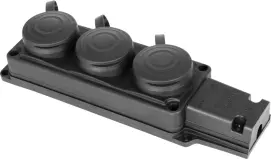 Розетка потрійна з захисною кришкою каучукова e.socket.rubber.029.3.16, з з/к, 16А