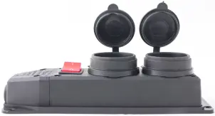 Розетка подвійна з захисною кришкою каучукова e.socket.rubber.029.2.16.s, з з/к, 16А, з вимикачем №2
