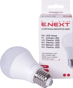 Лампа світлодіодна e.LED.lamp.A60.E27.12.4000, 12Вт, 4000К №2