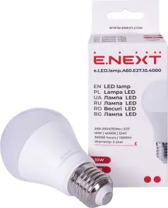 Лампа світлодіодна e.LED.lamp.A60.E27.10.4000, 10Вт, 4000К №2