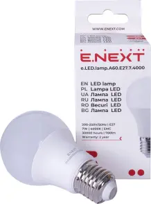 Лампа светодиодная e.LED.lamp.A60.E27.7.4000, 7Вт, 4000К №2