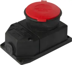 Силовая розетка стационарная с защитной каучуковой крышкой e.socket.rubber.315.25, 4п., 25А