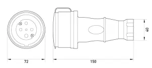 Силовая розетка переносная с защитной каучуковой крышкой e.socket.rubber.071.32, 4п., 32А №2