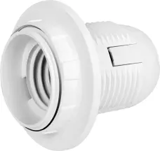 Патрон пластиковый e.lamp socket with nut.E27.pl.white, Е27 с гайкой, белый