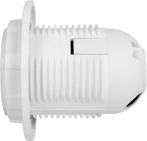 Патрон пластиковий e.lamp socket with nut.E27.pl.white, Е27 з гайкою, білий №2