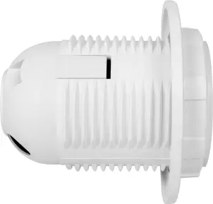 Патрон пластиковий e.lamp socket with nut.E27.pl.white, Е27 з гайкою, білий №3