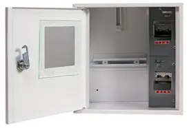 Корпус e.mbox.stand.n.f1.04.z.e металлический, под 1-ф. электронный счетчик, 4 мод., навесной, с замком