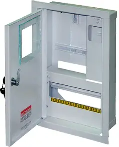 Корпус e.mbox.stand.w.f1.10.z.e металлический, под 1-ф. электронный счетчик, 10 встраиваемый мод. с замком №1