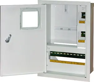 Корпус e.mbox.stand.w.f1.16.z.e металлический, под 1-ф электронный счетчик, встраиваемый 16 мод. с замком №1