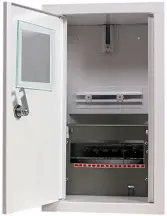 Корпус e.mbox.stand.w.f1.08.z.е металлический, под 1-ф. электронный счетчик, встраиваемый 8 мод. с замком.