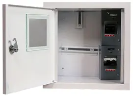Корпус e.mbox.stand.w.f1.04.z металлический, под 1-ф. счетчик, 4 встраиваемая мод. с замком