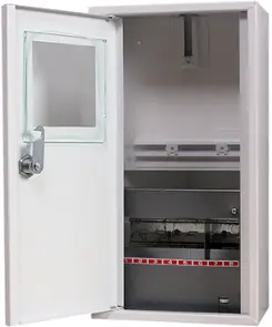 Корпус e.mbox.stand.n.f1.08.z металлический, под 1-ф. счетчик, 8 мод., навесной, с замком №1
