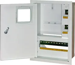 Корпус e.mbox.stand.w.f1.16.z металлический, под 1-ф. счетчик, 16 встраиваемый мод. с замком