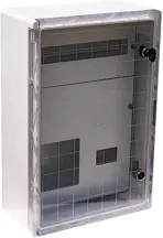 Корпус удароміцний з АБС-пластика e.plbox.400.600.200.3f.20m.tr, 400х600х200мм, IP65 з прозорими дверцятами, панеллю під 3 - фазний лічильник та 20 модулів