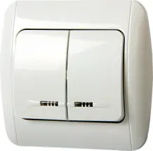 Выключатель e.install.stand.812L+f.cer двухклавишный с подсветкой с рамкой